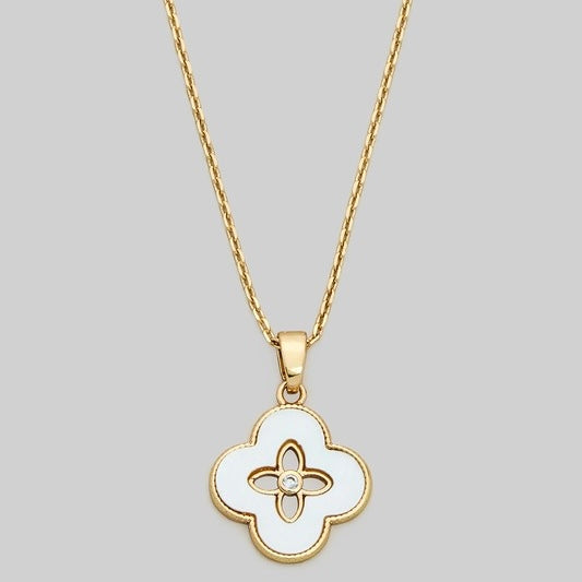 JESSIE GOLD MOTHER OF PEARL CLOVER NECKLACE