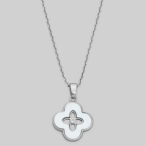 JESSIE SILVER MOTHER OF PEARL CLOVER NECKLACE