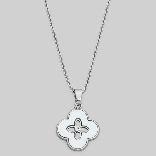 JESSIE SILVER MOTHER OF PEARL CLOVER NECKLACE