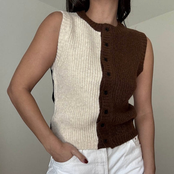SPLIT PERSONALITY COLOR BLOCK SWEATER VEST