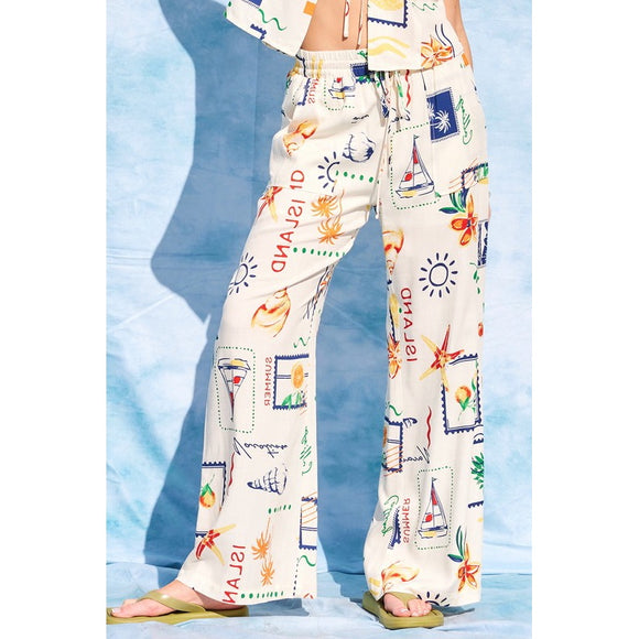 ON THE ISLAND ABSTRACT PATTERN PANTS