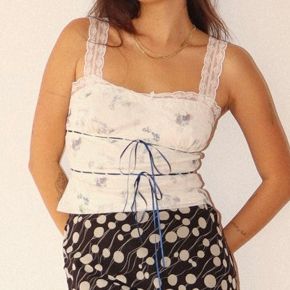 TALK TOO MUCH FLORAL LACE TANK TOP