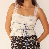 TALK TOO MUCH FLORAL LACE TANK TOP