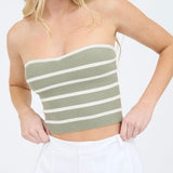 NEED IT GREEN STRIPED TUBE TOP