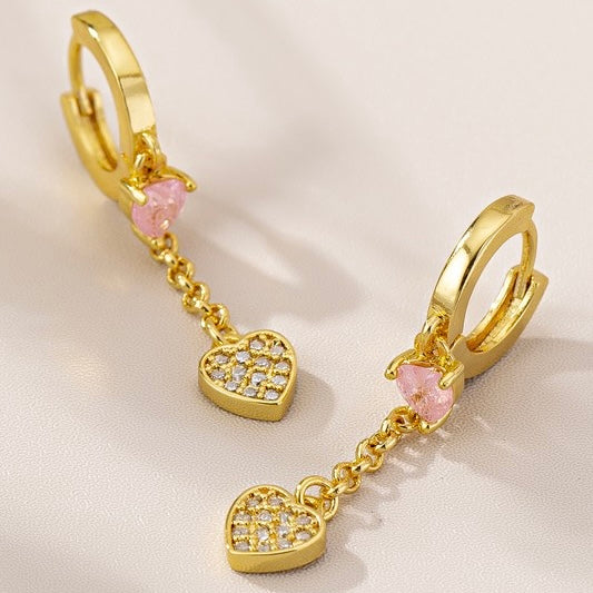 RUE HEART DANGLE HOOP EARRINGS