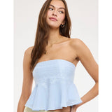 FESTIVAL SEASON BLUE LACE STRAPLESS TOP