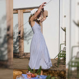 DAY ON THE BOAT STRIPED MIDI DRESS