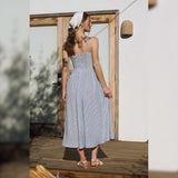 DAY ON THE BOAT STRIPED MIDI DRESS