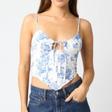 NO STRINGS ATTACHED FLORAL CORSET TOP