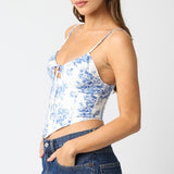 NO STRINGS ATTACHED FLORAL CORSET TOP