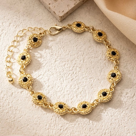 JOAN BLACK TEXTURED GOLD BRACELET