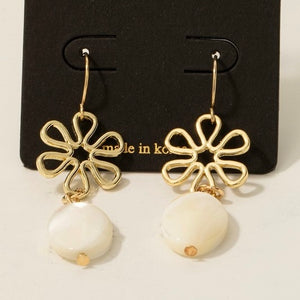 LAYLA WIRE FLOWER SHELL DROP EARRINGS
