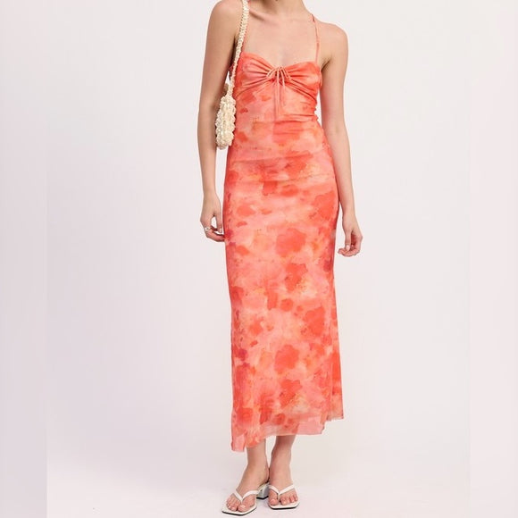 IN MIAMI ORANGE FLORAL MAXI DRESS
