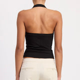 YOU GOT IT BLACK GOLD DECAL HALTER TOP