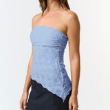 BLUE ASYMMETRICAL TUBE TOP