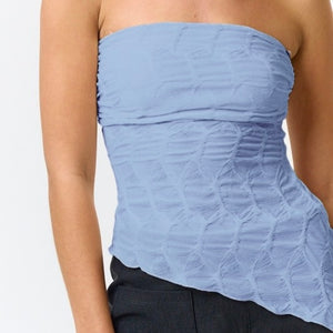 BLUE ASYMMETRICAL TUBE TOP