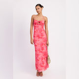 OUT TO GET IT PINK FLORAL MAXI DRESS