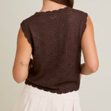 EASY GOING BROWN BUTTON DOWN KNIT TOP