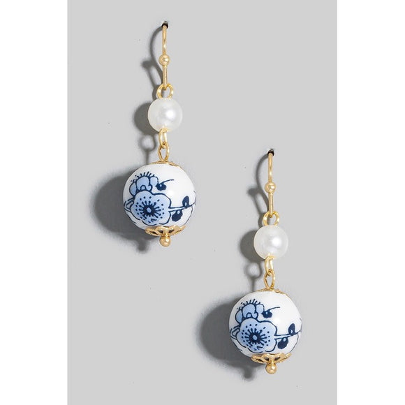 GINA FLORAL CERAMIC DROP EARRINGS
