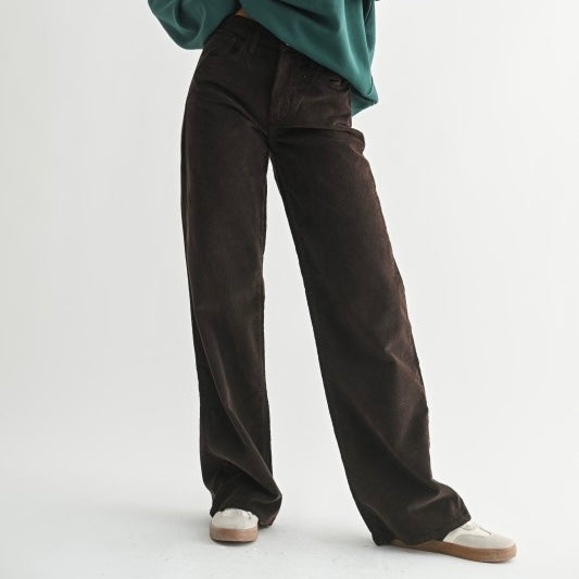 JBD BROWN WIDE LEG CORDUROY PANTS