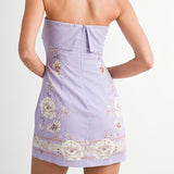 PICNIC SUMMER PURPLE FLORAL MINI DRESS