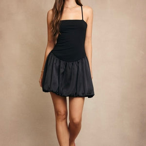 WELL ROUNDED BLACK BUBBLE HEM DRESS