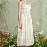 SECRET GARDENS YELLOW LACE MIDI DRESS