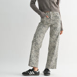 JBD HIGH RISE VINTAGE STRAIGHT ZEBRA DENIM JEANS