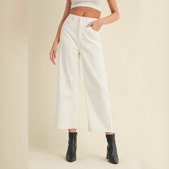 STILL BEJEWELED WHITE RHINESTONE JEANS