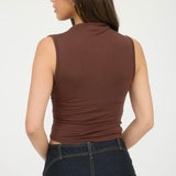 NOTHING BASIC ABOUT IT BROWN MOCK NECK TANK TOP