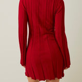 FIRE BURNING RED LONG SLEEVE DRESS