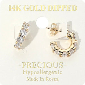 14K GOLD MINI RHINESTONE HOOPS