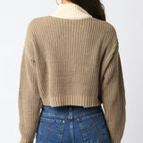 NOT SO DIFFERENT BROWN QUARTER ZIP SWEATER