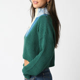 NOT SO DIFFERENT GREEN QUARTER ZIP SWEATER