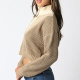 NOT SO DIFFERENT BROWN QUARTER ZIP SWEATER