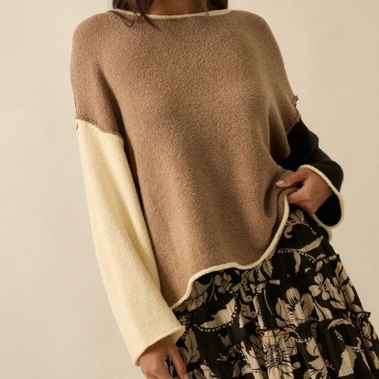 ON DIFFERENT PAGES COLOR BLOCK SWEATER