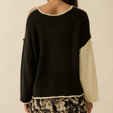 ON DIFFERENT PAGES COLOR BLOCK SWEATER