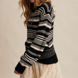 SWEATER WEATHER BLACK STRIPED SWEATER