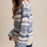 SWEATER WEATHER BLUE STRIPED SWEATER