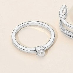 SILVER DIPPED PEARL RING