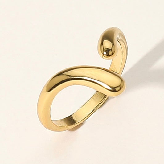 GOLD STAINLESS STEEL CURVED OPEN BAND RING