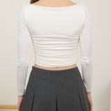 NEVER A WASTE OF TIME WHITE BOAT NECK TOP