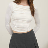 NEVER A WASTE OF TIME WHITE BOAT NECK TOP