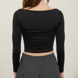 NEVER A WASTE OF TIME BLACK BOAT NECK TOP