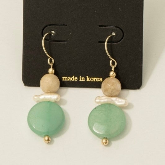 ANALEIA STONE AND PEARL DROP EARRINGS