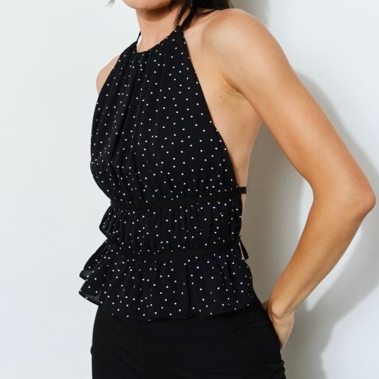 OPEN TO IT POLKA DOT HALTER TOP
