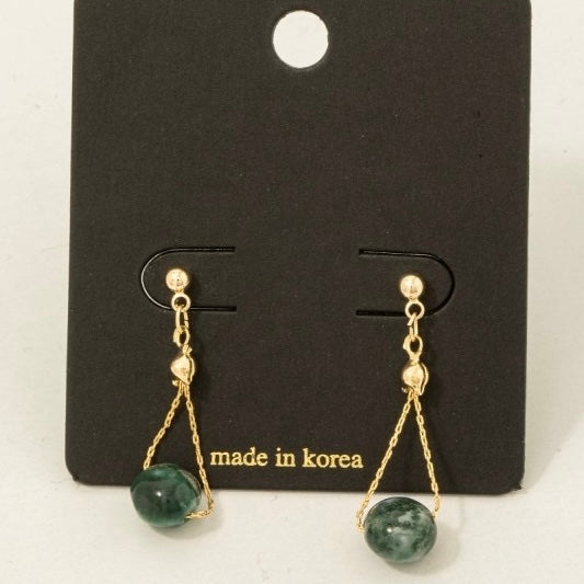CLARA GREEN SEMI PRECIOUS STONE DROP EARRINGS