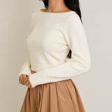 OPEN UP IVORY BOW SWEATER
