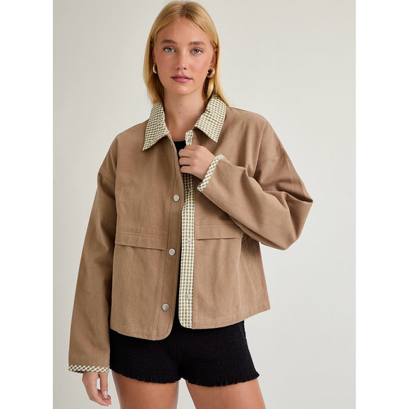 GREEN GINGHAM BARN STYLE JACKET