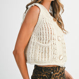 IN SESSION CHUNKY KNIT GOLD DETAIL SWEATER VEST